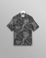 wax london men's Didcot - Navy And Ecru Abstract Print Short-Sleeve Shirt