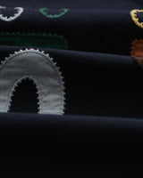 wax london men's Didcot - Navy And Multicolour Bold Doodle Appliqué Short-Sleeve Shirt