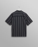 wax london men's Didcot - Navy Fleck Stripe Short-Sleeve Shirt