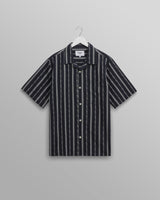 wax london men's Didcot - Navy Fleck Stripe Short-Sleeve Shirt