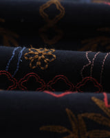 wax london men's Didcot - Navy Hawaiian Embroidered Short-Sleeve Shirt