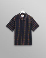 wax london men's Didcot - Navy Stripe Short-Sleeve Shirt