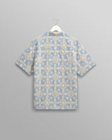 wax london men's Didcot - Pale Blue Intricate Lace Short-Sleeve Shirt