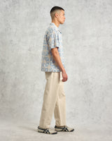 wax london men's Didcot - Pale Blue Intricate Lace Short-Sleeve Shirt