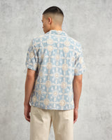 wax london men's Didcot - Pale Blue Intricate Lace Short-Sleeve Shirt