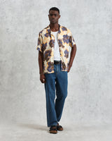 wax london men's Didcot - Peach Floral Blur Short-Sleeve Shirt