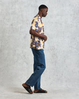 wax london men's Didcot - Peach Floral Blur Short-Sleeve Shirt