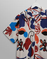 wax london men's Didcot - Red And Blue Scribble Print Short-Sleeve Shirt