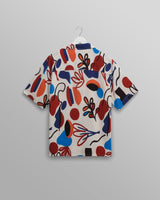 wax london men's Didcot - Red And Blue Scribble Print Short-Sleeve Shirt