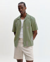 Didcot - Sage And Ecru Scribble Applique Short-Sleeve Shirt
