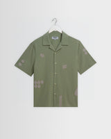 Didcot - Sage And Ecru Scribble Applique Short-Sleeve Shirt
