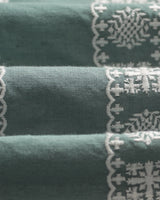 wax london men's Didcot - Sea Green And Ecru Embroidered Short-Sleeve Shirt