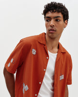 Didcot - Terracotta And Ecru Scribble Applique Short-Sleeve Shirt