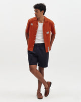 Didcot - Terracotta And Ecru Scribble Applique Short-Sleeve Shirt