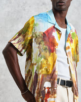 wax london men's Didcot - Watercolour Abstract Painting Short-Sleeve Shirt