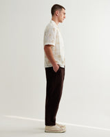 wax london men's Didcot - White Corded Lace Short-Sleeve Shirt