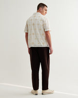 wax london men's Didcot - White Corded Lace Short-Sleeve Shirt