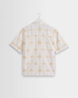 wax london men's Didcot - White Corded Lace Short-Sleeve Shirt