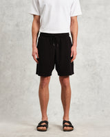 wax london men's Dudley - Black Textured Waffle Shorts