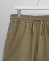 wax london men's Dudley - Khaki Textured Waffle Shorts