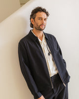 wax london men's Eldon - Black Cotton Seersucker Jacket