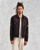 wax london men's Eldon - Black Doodle Embroidered Cotton Jacket