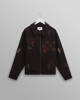 wax london men's Eldon - Black Doodle Embroidered Cotton Jacket