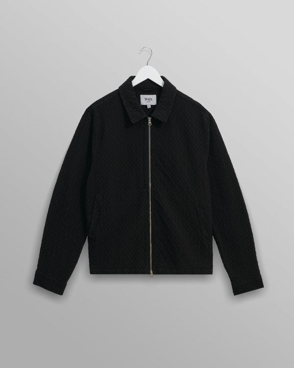 wax london men's Eldon - Black Floral Diamond Cotton Jacket