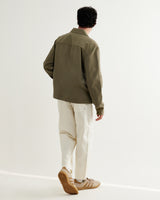 wax london men's Eldon - Khaki Crinkle Cotton-Linen Jacket