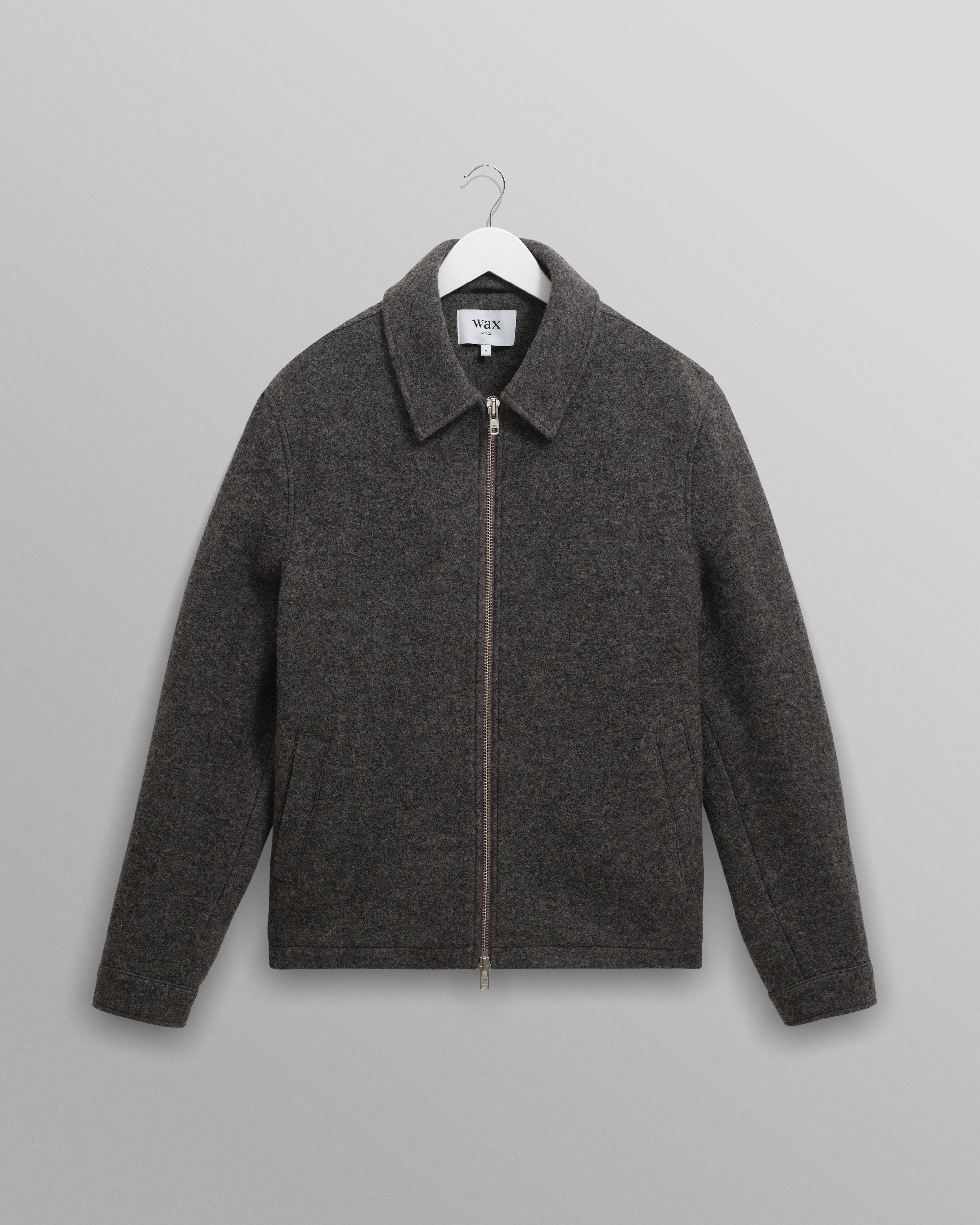wax london men's Eldon - Mid Grey Boiled Wool Jacket