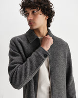 wax london men's Eldon - Mid Grey Boiled Italian Wool Jacket