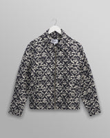 wax london men's Eldon - Navy Flower Stamp Jacquard Jacket