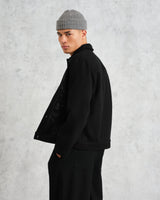 wax london men's Elm - Black Floral Embroidered Wool Jacket