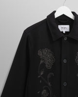 wax london men's Elm - Black Floral Embroidered Wool Jacket