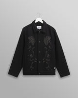 wax london men's Elm - Black Floral Embroidered Wool Jacket