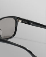 wax london men's Eltham - Black Acetate Square Sunglasses