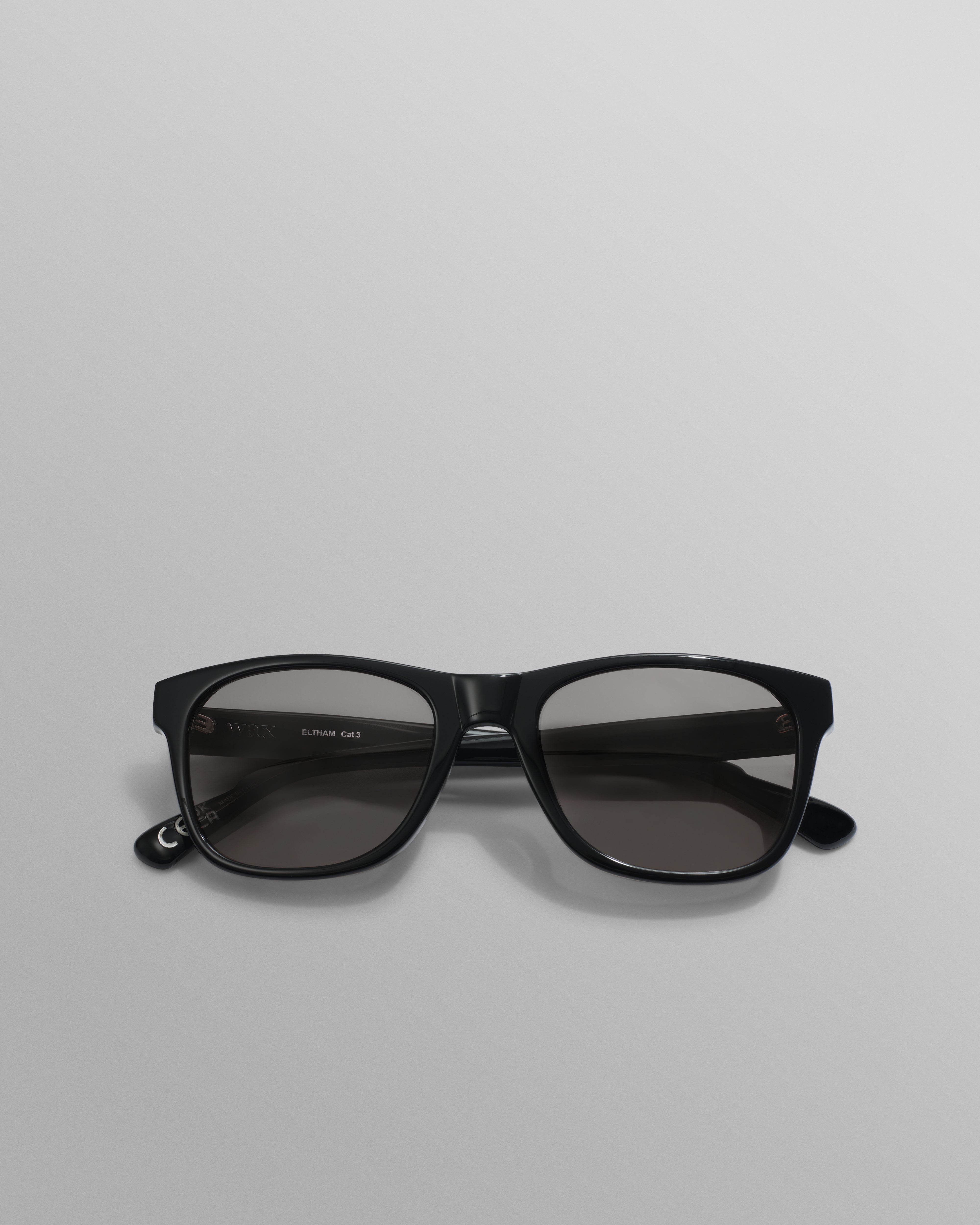 wax london men's Eltham - Black Acetate Square Sunglasses