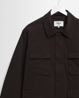 wax london men's Fairfax - Dark Brown Technical Canvas Field Jacket