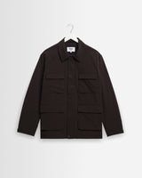 wax london men's Fairfax - Dark Brown Technical Canvas Field Jacket