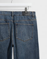wax london men's Felix - Mid Blue Wash Selvedge Loose Fit Denim Jeans