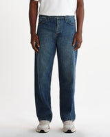 wax london men's Felix - Mid Blue Wash Selvedge Loose Fit Denim Jeans