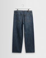 wax london men's Felix - Mid Blue Wash Selvedge Loose Fit Denim Jeans