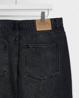 wax london men's Felix - Washed Vintage Black Loose Fit Denim Jeans