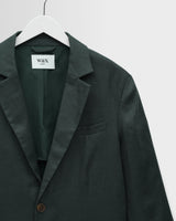 wax london men's Fintry - Dark Green Linen Single-Breasted Blazer