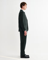 wax london men's Fintry - Dark Green Linen Single-Breasted Blazer