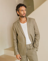 wax london men's Fintry - Khaki Linen Blazer