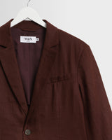 wax london men's Fintry - Merlot Linen Single-Breasted Blazer