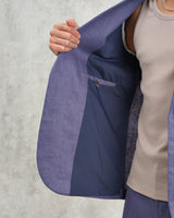 wax london men's Fintry - Mid-Blue Linen Blazer