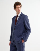 wax london men's Fintry - Mid Blue Linen Single-Breasted Blazer