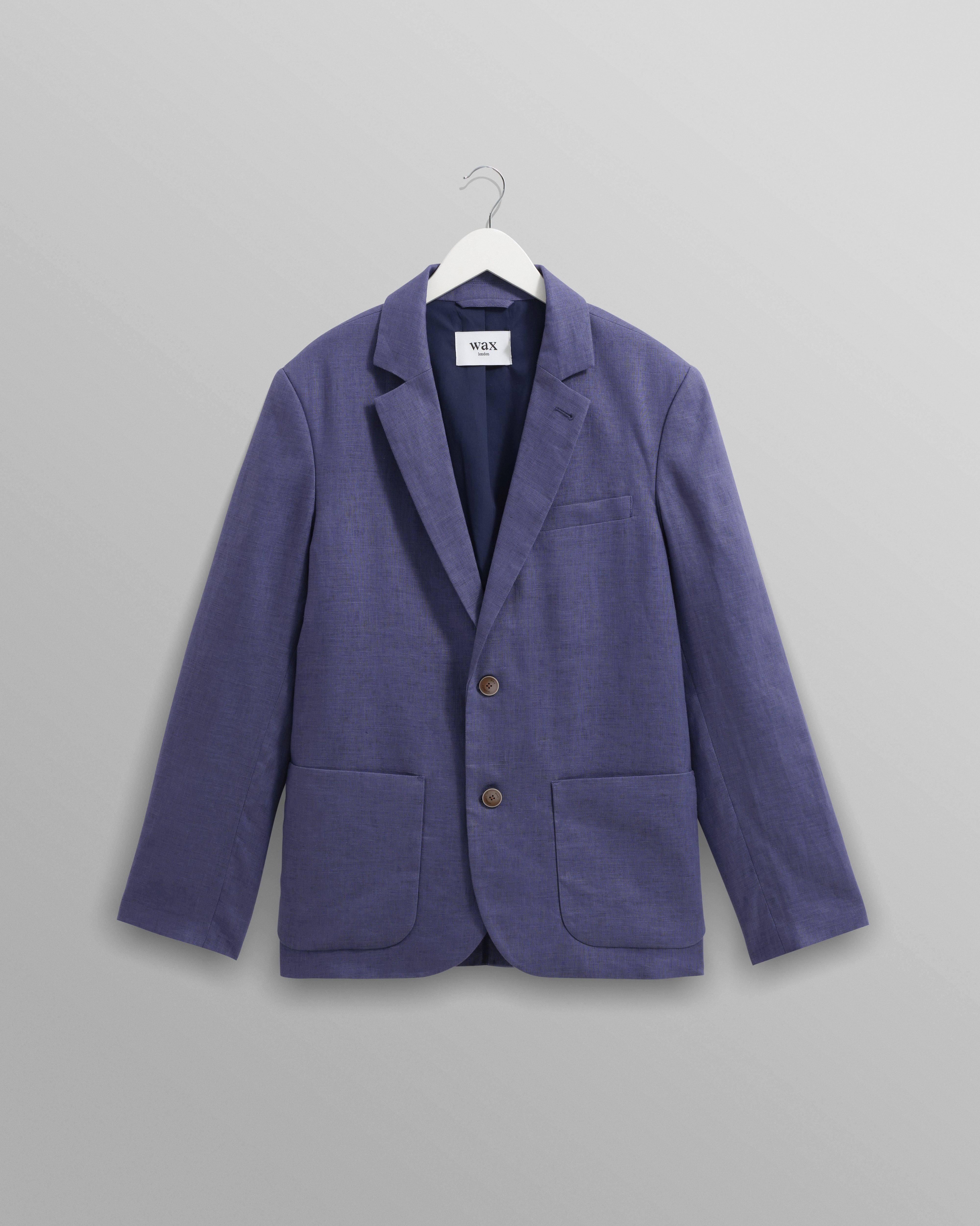 wax london men's Fintry - Mid-Blue Linen Blazer